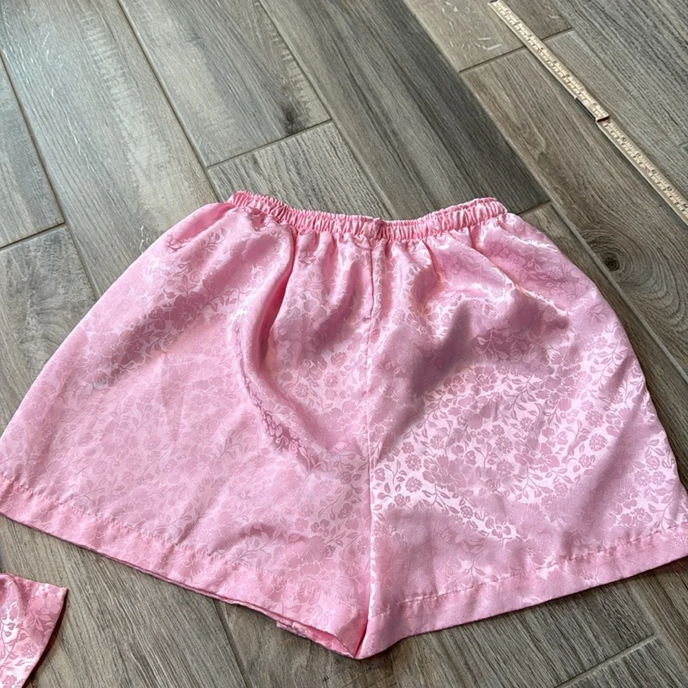Secret Treasures Floral Satin Pajama‎ Short Set 2 piece Pink Large